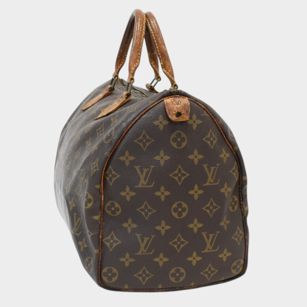 Louis Vuitton Speedy 35 Handbag M41524 Monogram Canvas Leather Brown
