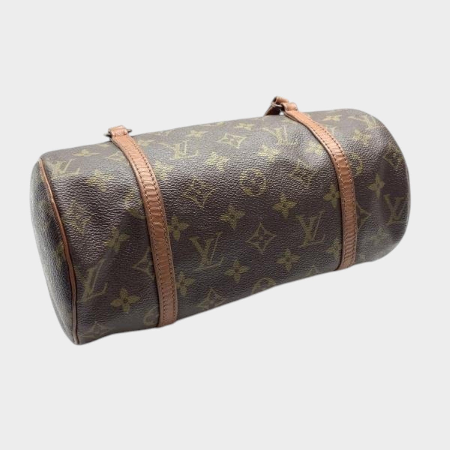 LOUIS VUITTON M40711 Papillon 26 Monogram Handbag, Cylindrical, Brown, Zipper Closure, Discontinued Item, Early Mode