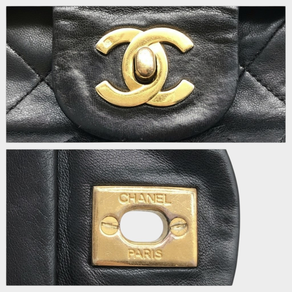 Excellent Condition CHANEL Coco Mark Lambskin Leather Tasche