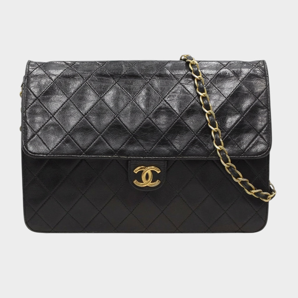 Chanel Matelassé Push-Lock Chain Shoulder Bag, Leather, Vintage, CHANEL