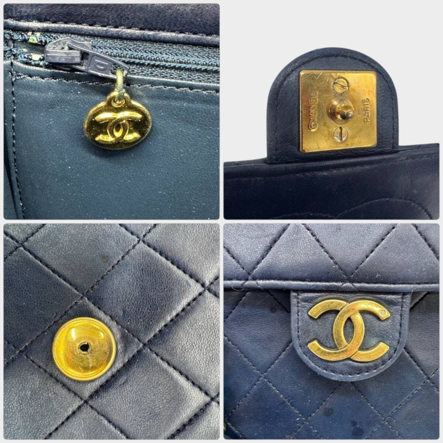 CHANEL Matelassé Coco Mark Push-Lock Chain Bag, Navy tasche