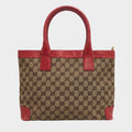 GUCCI 002 1119 GG Canvas x Leather Tote Bag Shoulder Tasche