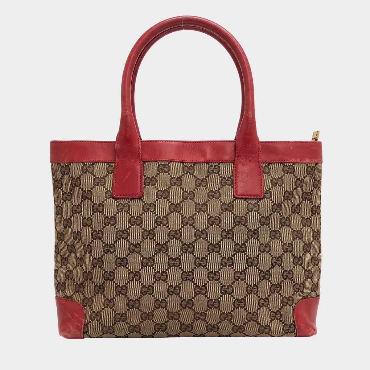 GUCCI 002 1119 GG Canvas x Leather Tote Bag Shoulder Tasche