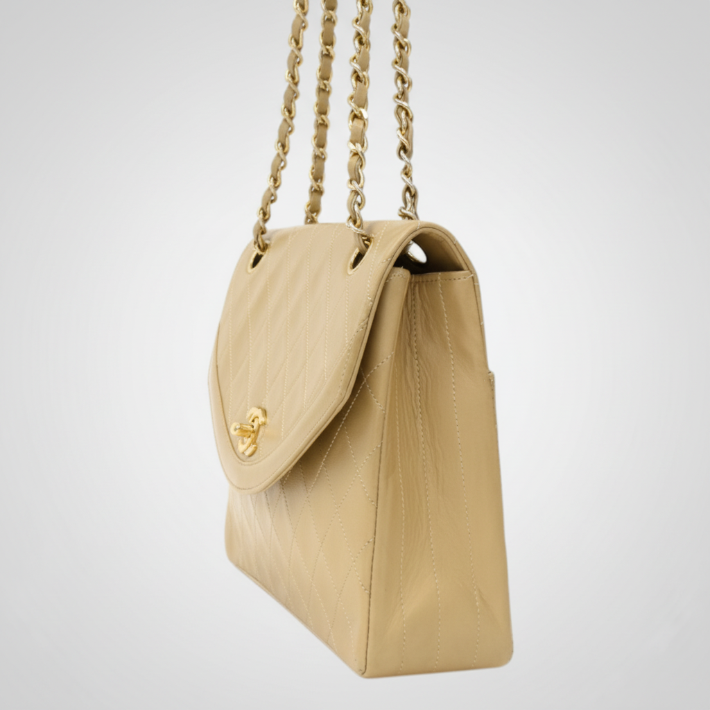 Chanel Chain Shoulder Bag Matelassé Coco Mark Lambskin Leather Tasche
