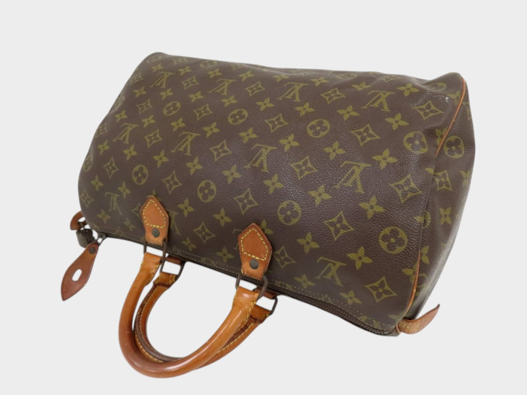 Louis Vuitton Monogram Speedy Toile Calf Leather Boston Bag