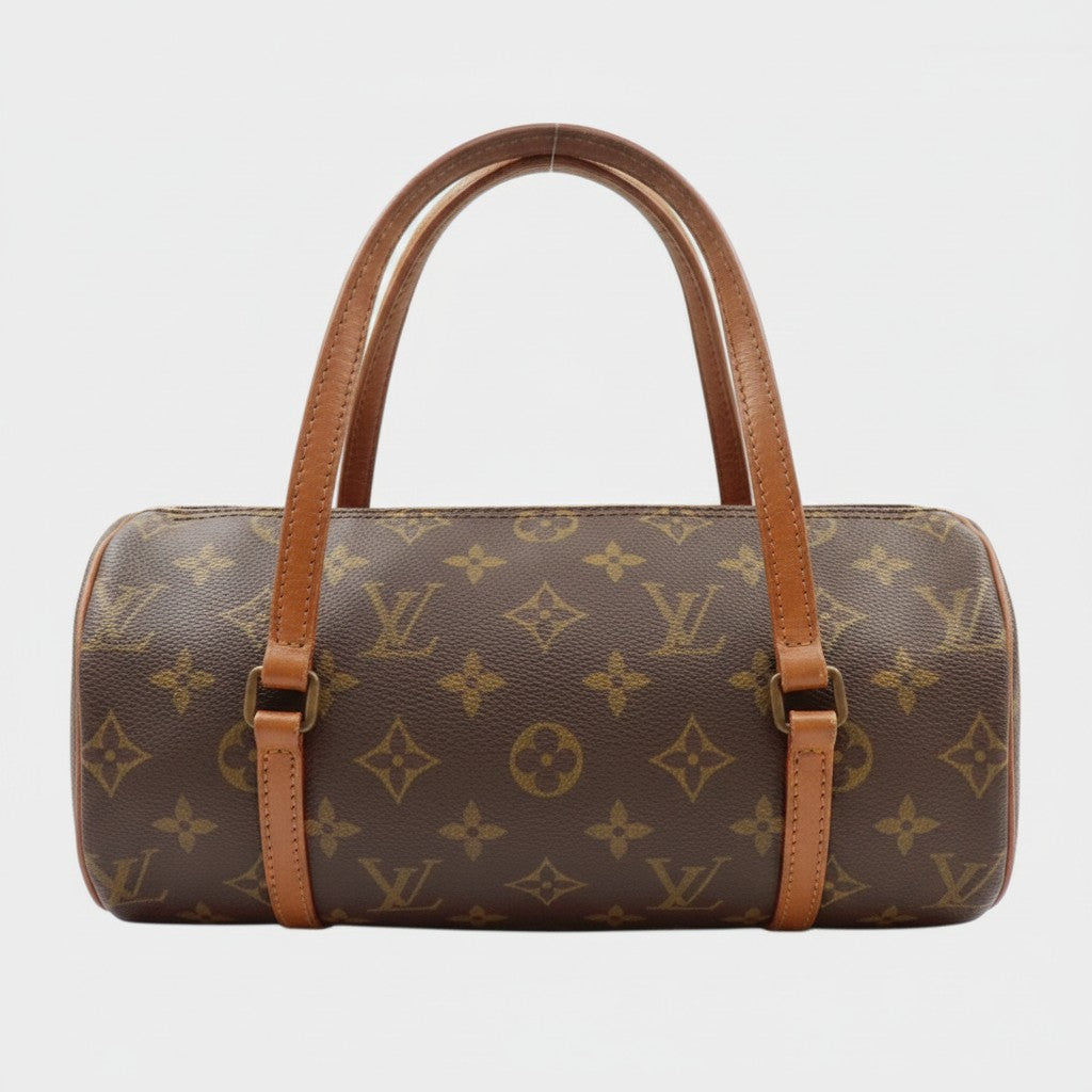 Louis Vuitton M51386 Old Model Papillon 26 Monogram Brown Cylindrical Handbag Mini Boston Vintage