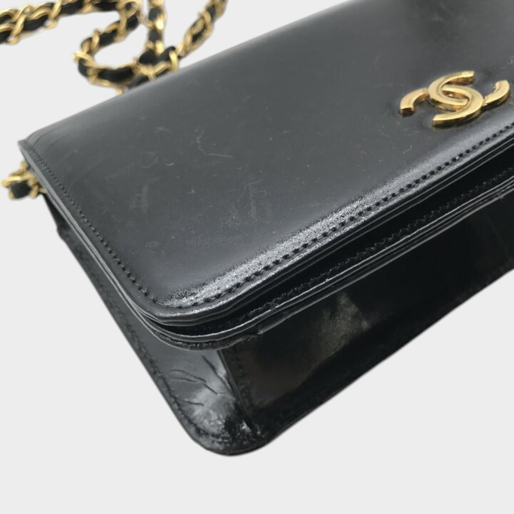 CHANEL Chanel Coco Mark Push Lock Chain Shoulder Bag Black Brand Women'