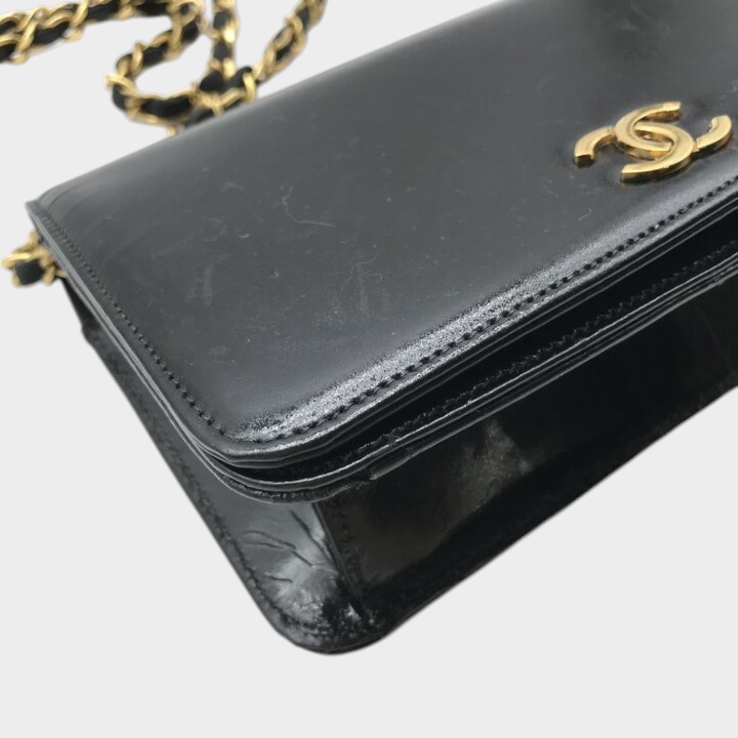 CHANEL Chanel Coco Mark Push Lock Chain Shoulder Bag Black Brand Women'