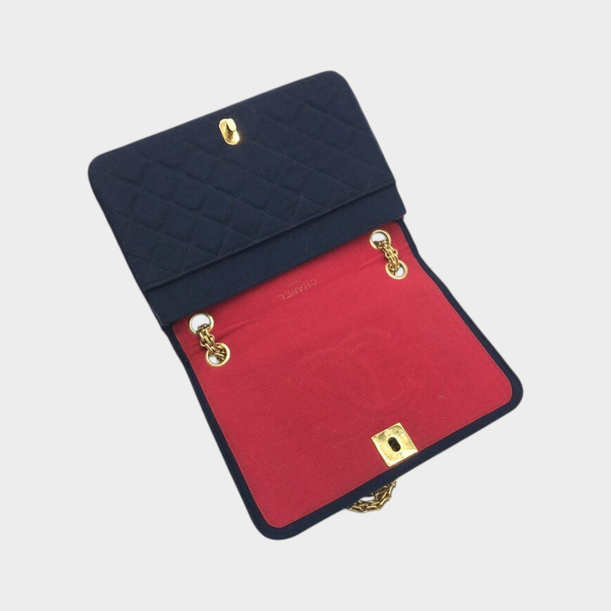 Excellent Condition CHANEL Coco Mark Matelassé Chain Shoulder Bag, Cotton, Tasche
