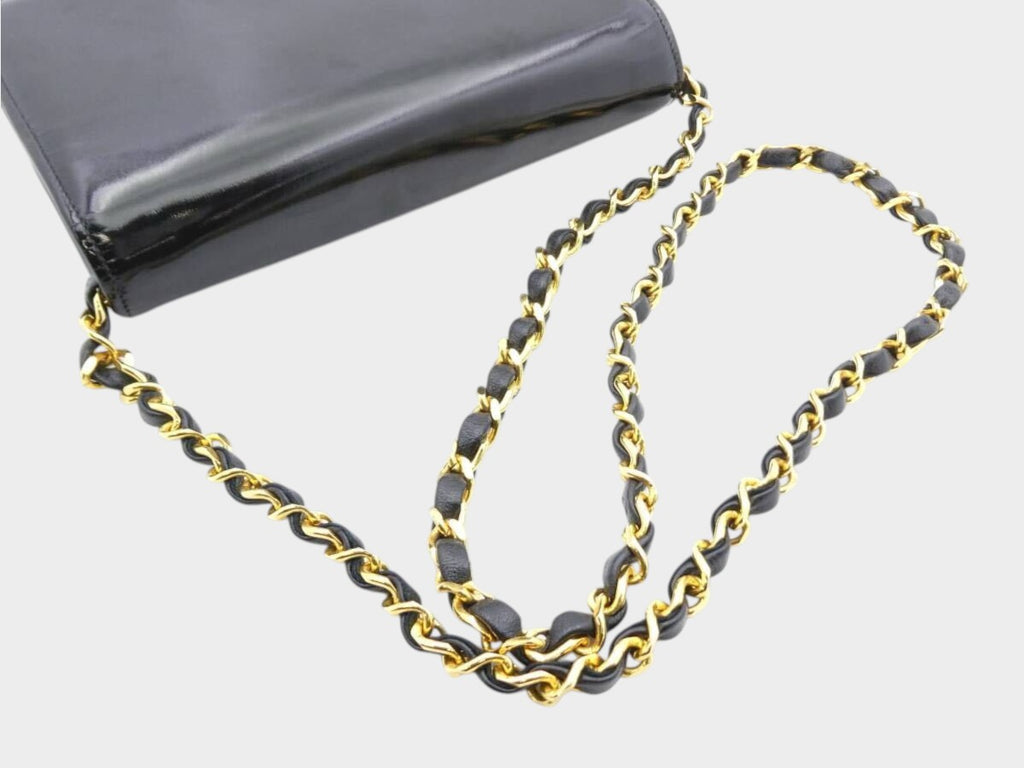 CHANEL Matelassé Enamel Coco Mark Push-Lock Chain Shoulder Bag