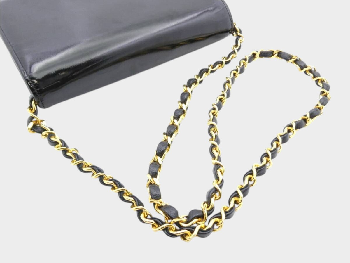 CHANEL Matelassé Enamel Coco Mark Push-Lock Chain Shoulder Bag