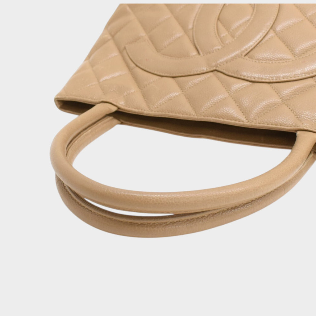Chanel Reissue Tote Handbag A01804 Caviar Skin Beige Silver Tasche