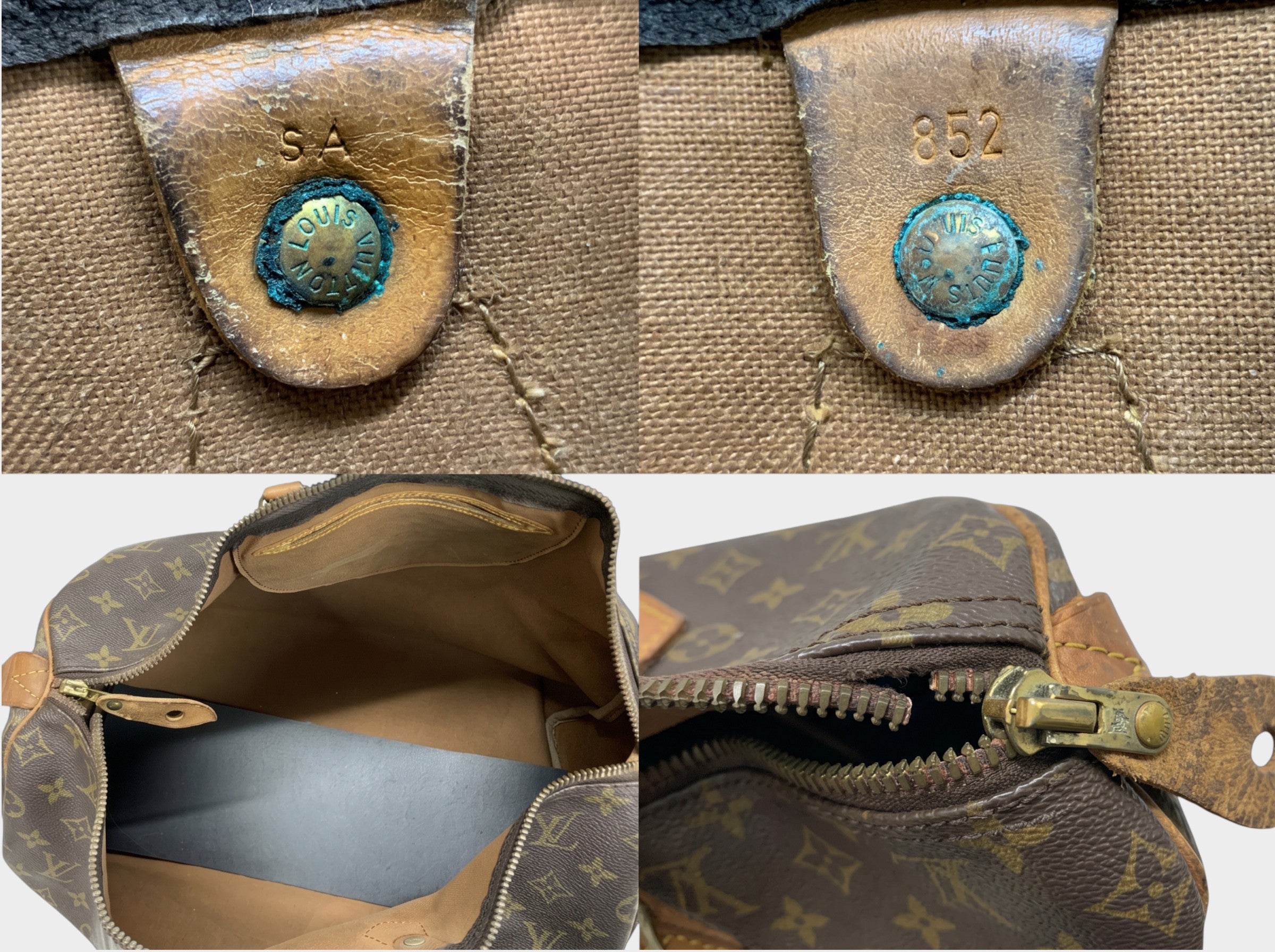 Louis Vuitton Monogram Speedy 40 Handbag M41522 with Padlock and Key, As-is Condition