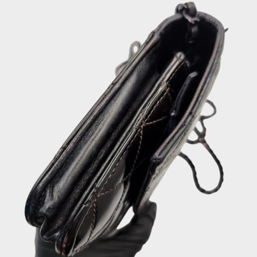 CHANEL Matelassé Enamel Chain Wallet Shoulder Bag with Coco Mark, Black
