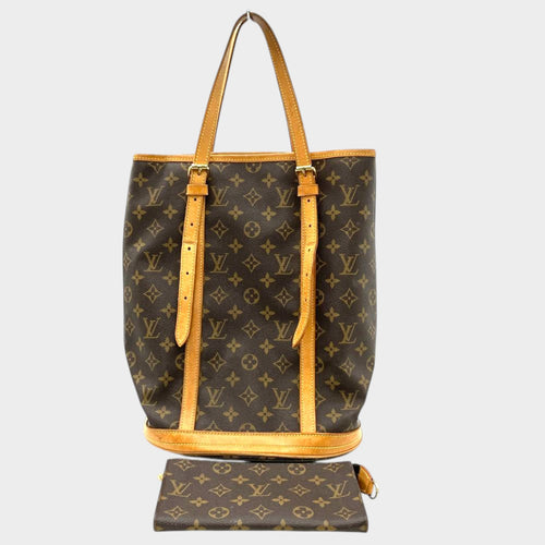 Bucket GM Tote Bag, Monogram Canvas, M42236, Brown, Gold Hardware, FL0939, Unisex