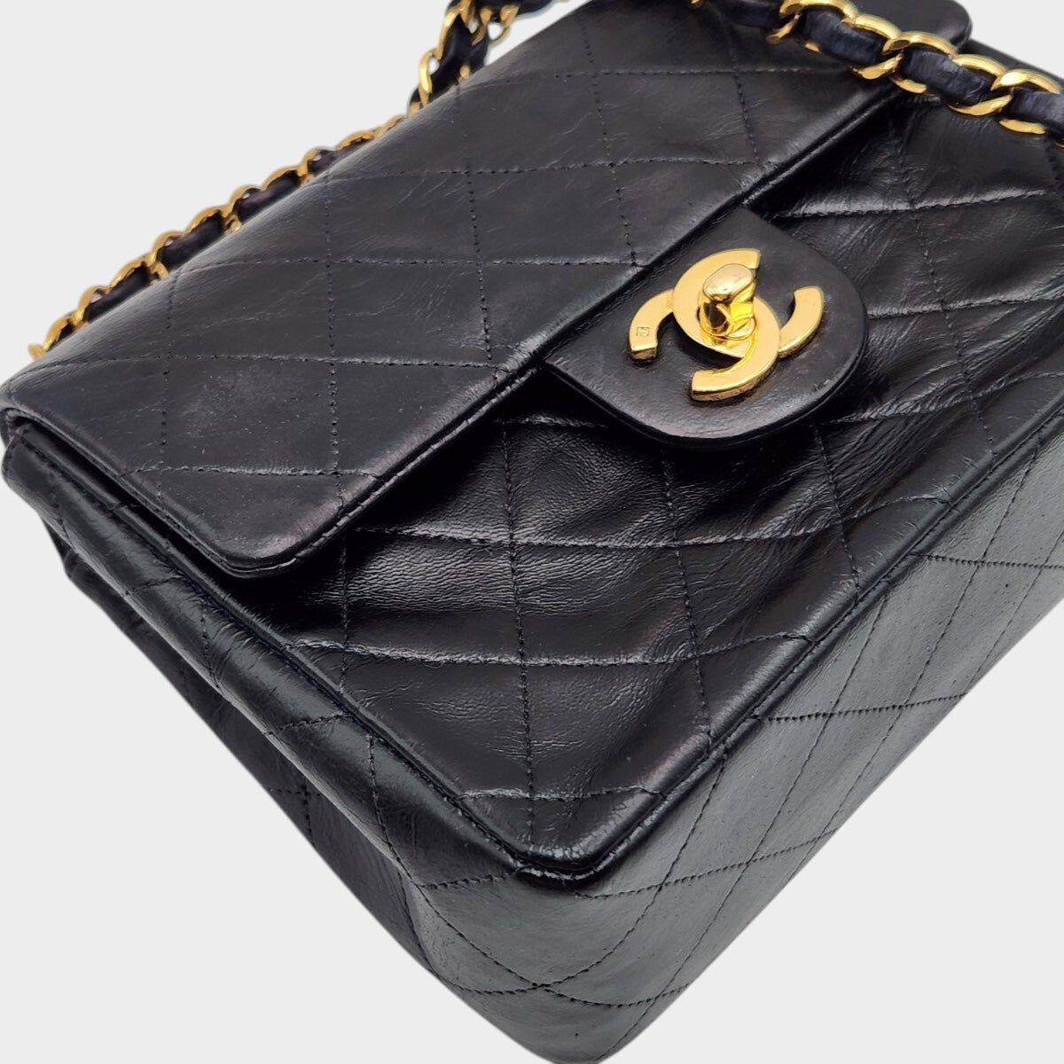 CHANEL Mini Matelassé Lambskin Turnlock Coco Mark Black with Seal, Serial Number 5