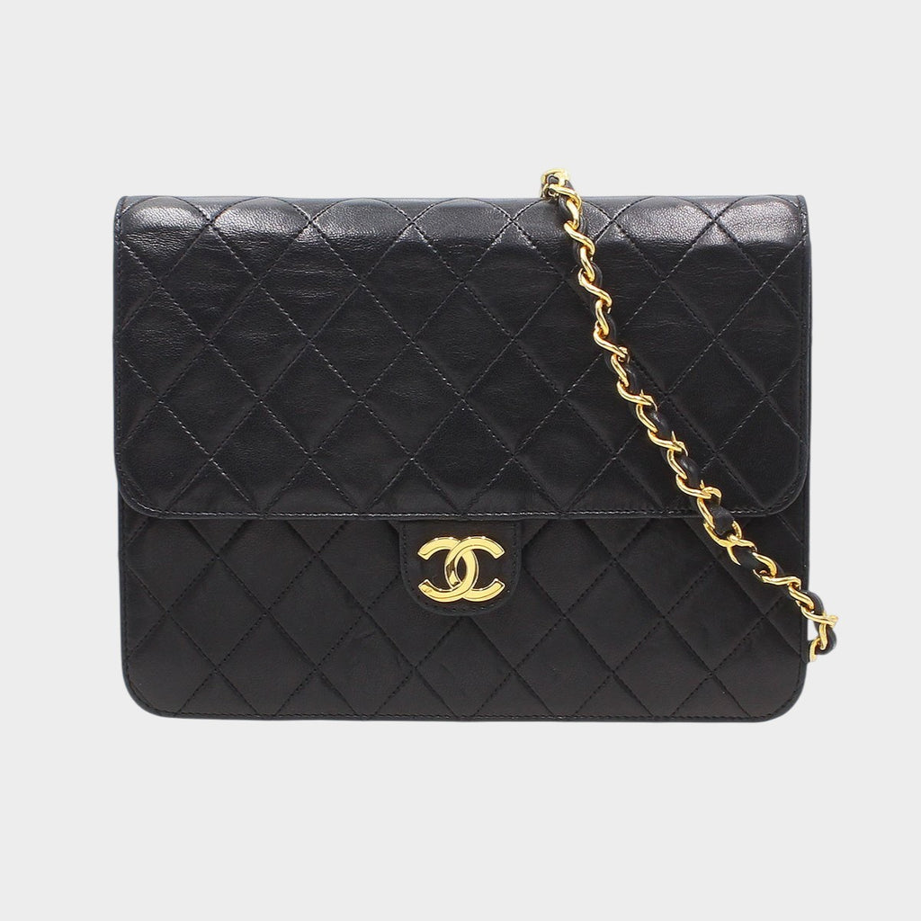 Chanel Matelassé Lambskin Push-Lock Chain Tasche Bag W22cm Black