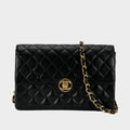 Vintage Matelassé Coco Mark Turnlock Circle Black Lambskin Gold Chain Shoulder Bag &nbsp;