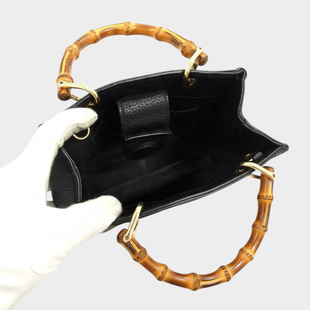 GUCCI 368823 Bamboo Leather Handbag Tote Bag Tasche