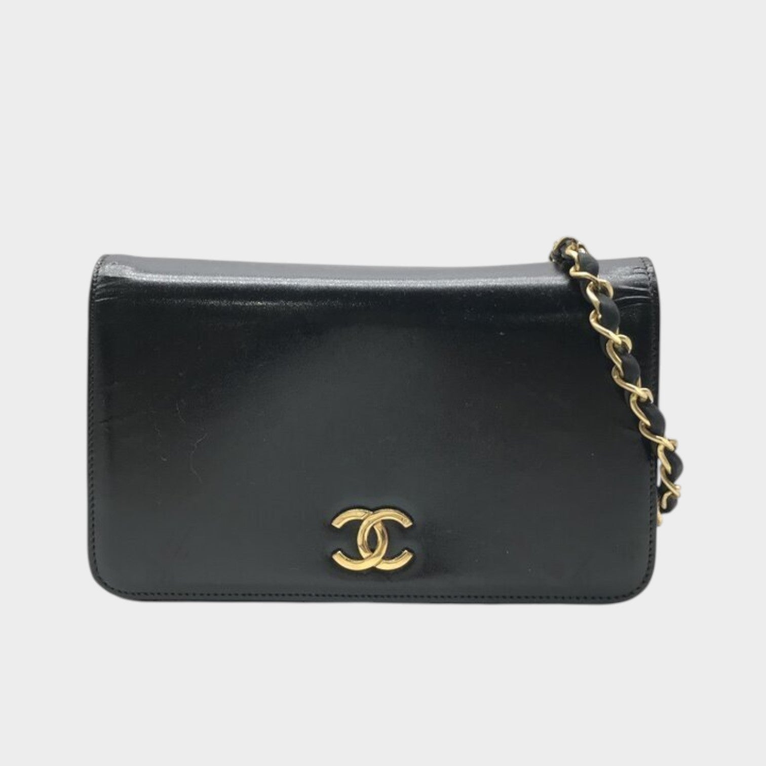CHANEL Chanel Coco Mark Push Lock Chain Shoulder Bag Black Brand Women'