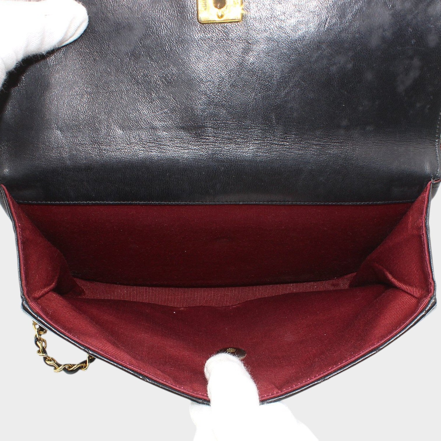 Chanel Matelassé Leather Turnlock Double Flap Chain Shoulder Bag Vintage CHANEL Women's★