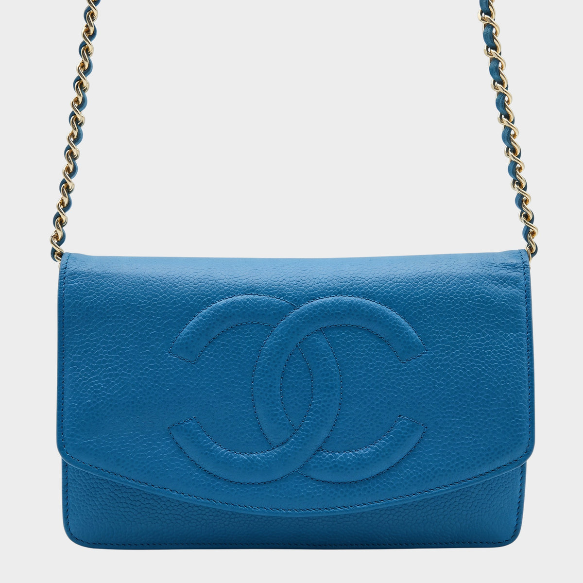 CHANEL Coco Mark Caviar Skin Chain Wallet Pouch Tasche