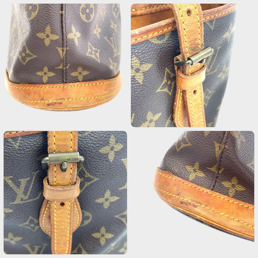 LOUIS VUITTON Louis Vuitton Monogram Bucket PM Bucket-shaped Shoulder Bag Tote Bag Brown