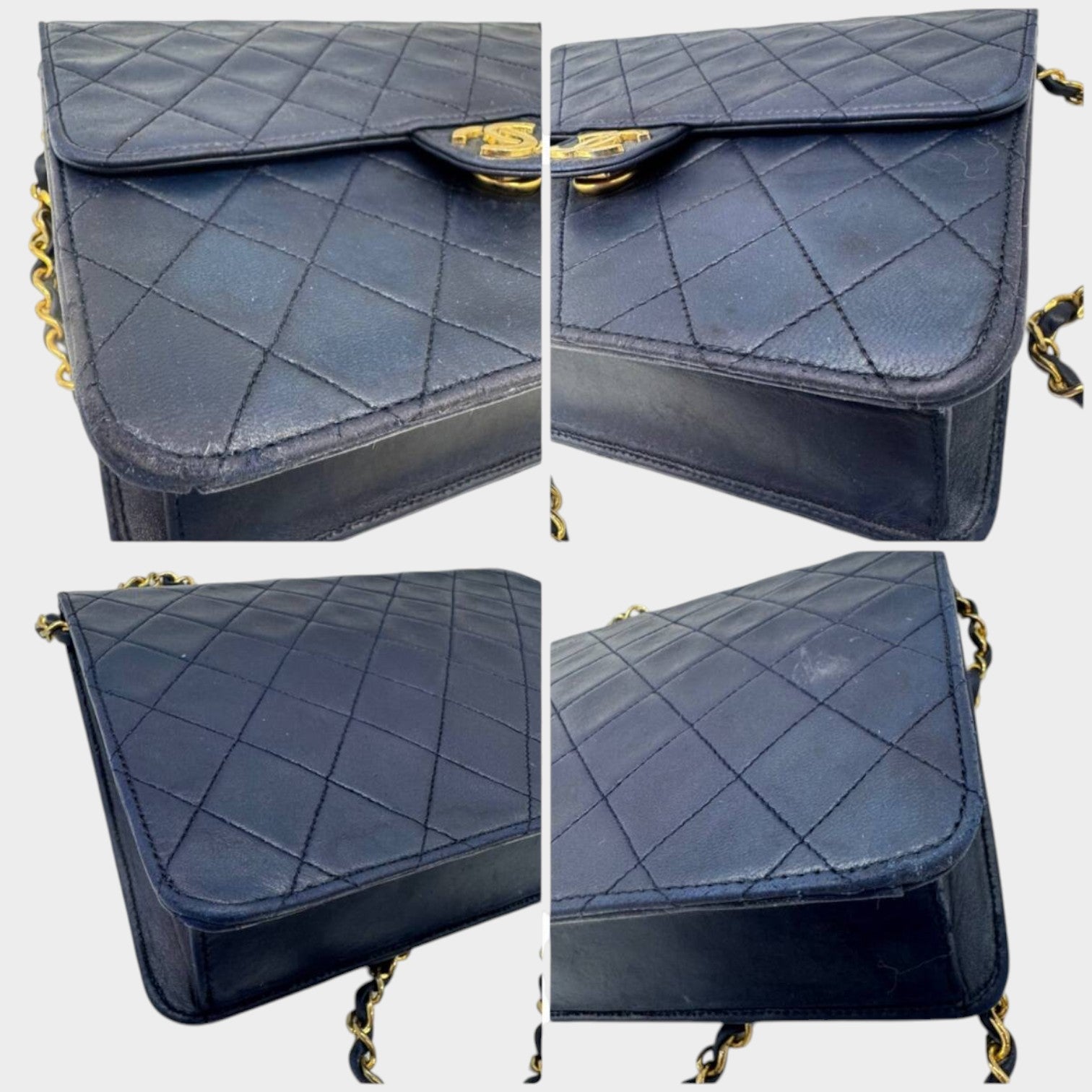 CHANEL Matelassé Coco Mark Push-Lock Chain Bag, Navy tasche