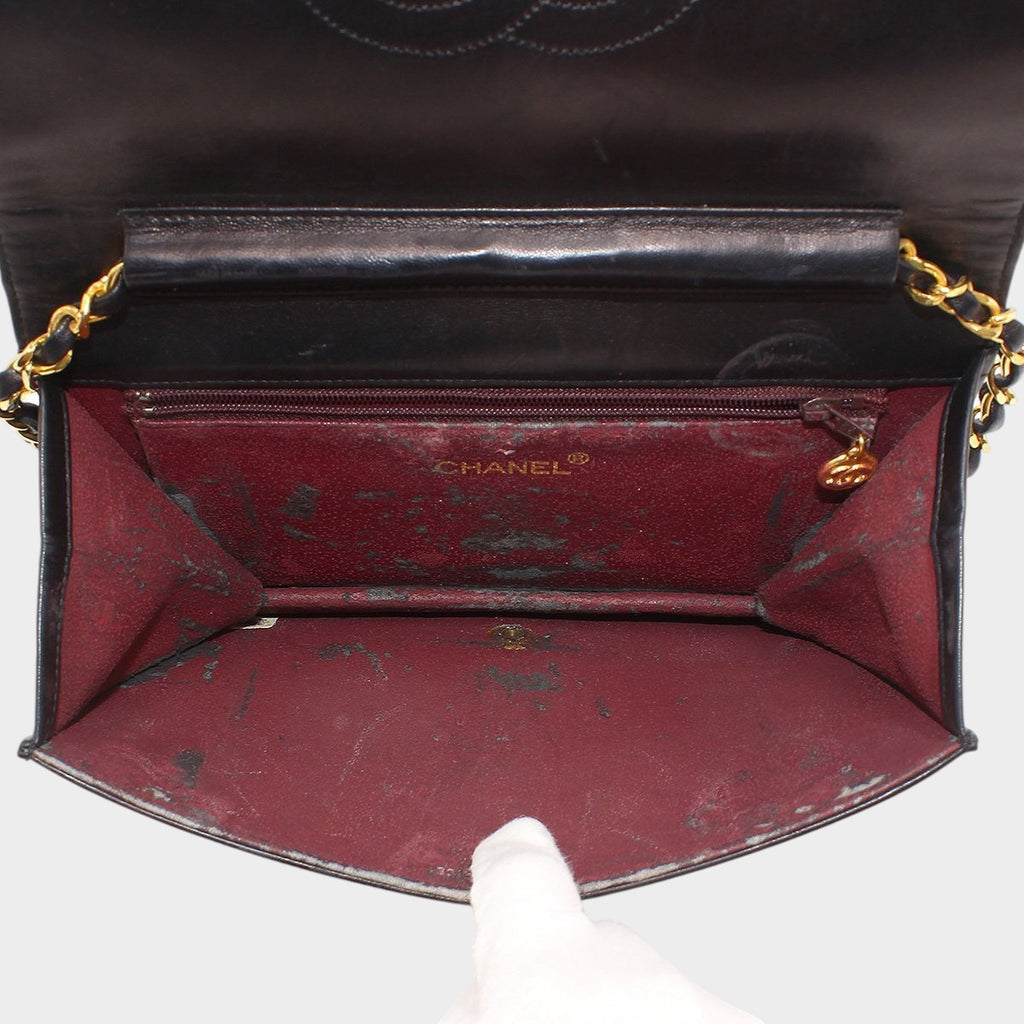 Chanel Matelassé Push-Lock Chain Shoulder Bag, Black with Gold Hardware, Vintage, CHANEL