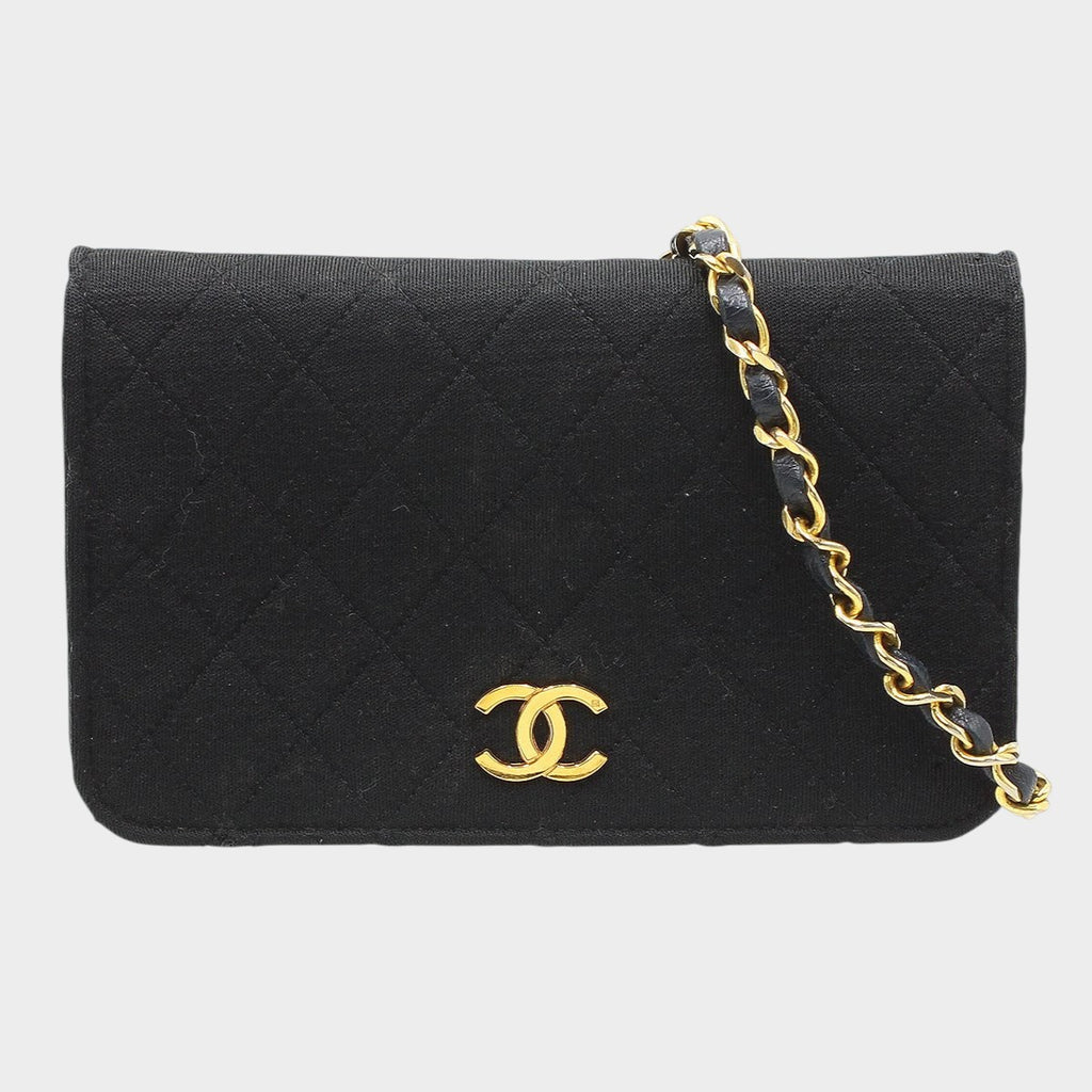Chanel Jersey Mini Matelassé Chain Shoulder Bag, Black with Gold Hardware, Vintage,