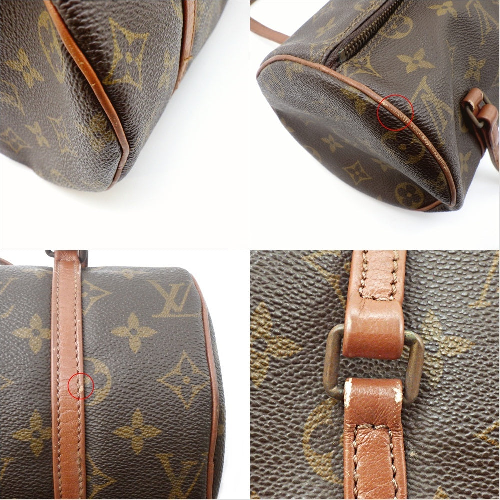 Louis Vuitton M51386 Old Model Papillon 26 Monogram Brown Cylindrical Handbag Mini Boston Vintage