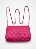 CHANEL Matelassé Chain Wallet, Lambskin, Pink