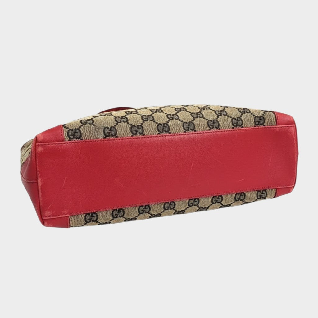 GUCCI 002 1119 GG Canvas x Leather Tote Bag Shoulder Tasche