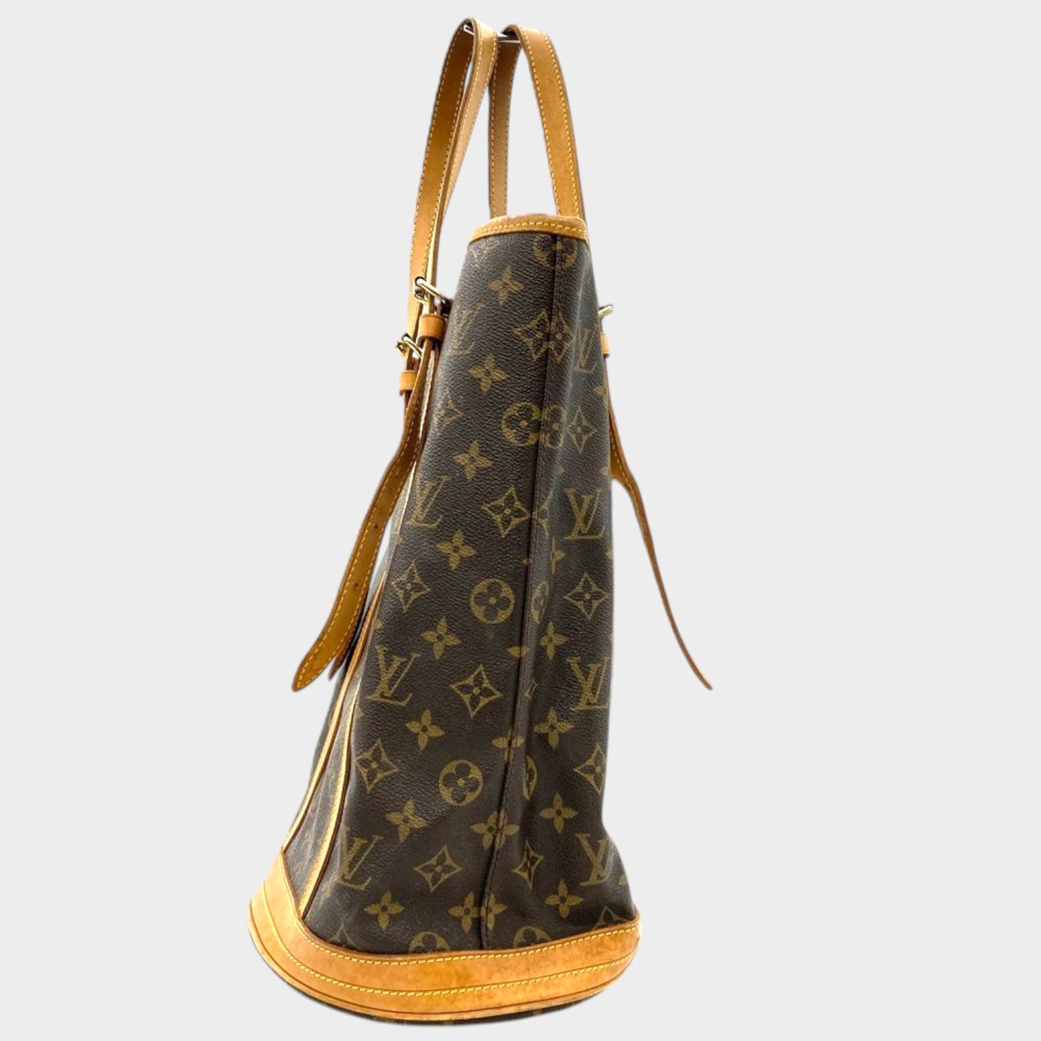 Bucket GM Tote Bag, Monogram Canvas, M42236, Brown, Gold Hardware, FL0939, Unisex