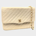 Chanel Bias Stitch Chain Shoulder Bag Coco Mark Push Lock Gold Hardware Lambskin Vintage