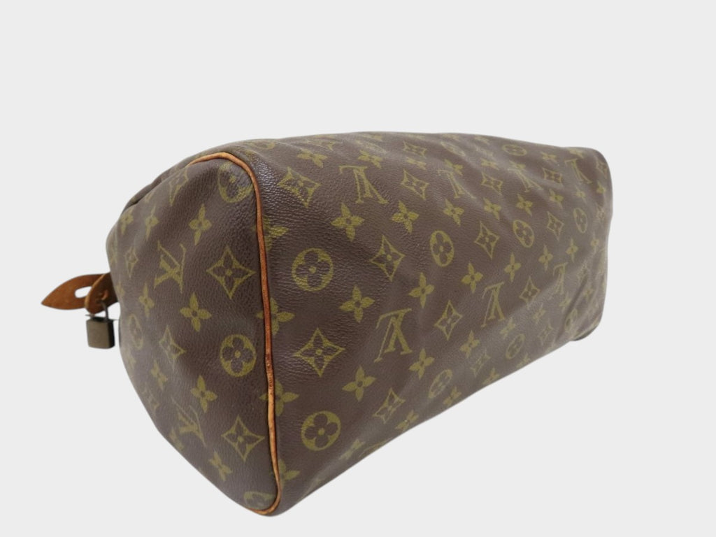 Louis Vuitton Monogram Speedy Toile Calf Leather Boston Bag