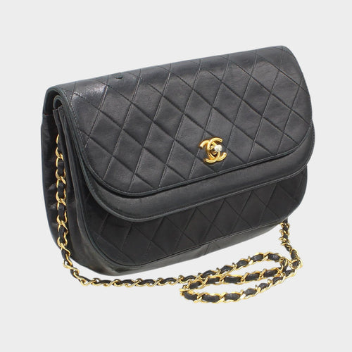 Chanel Matelassé Leather Turnlock Double Flap Chain Shoulder Bag Vintage CHANEL Women's★