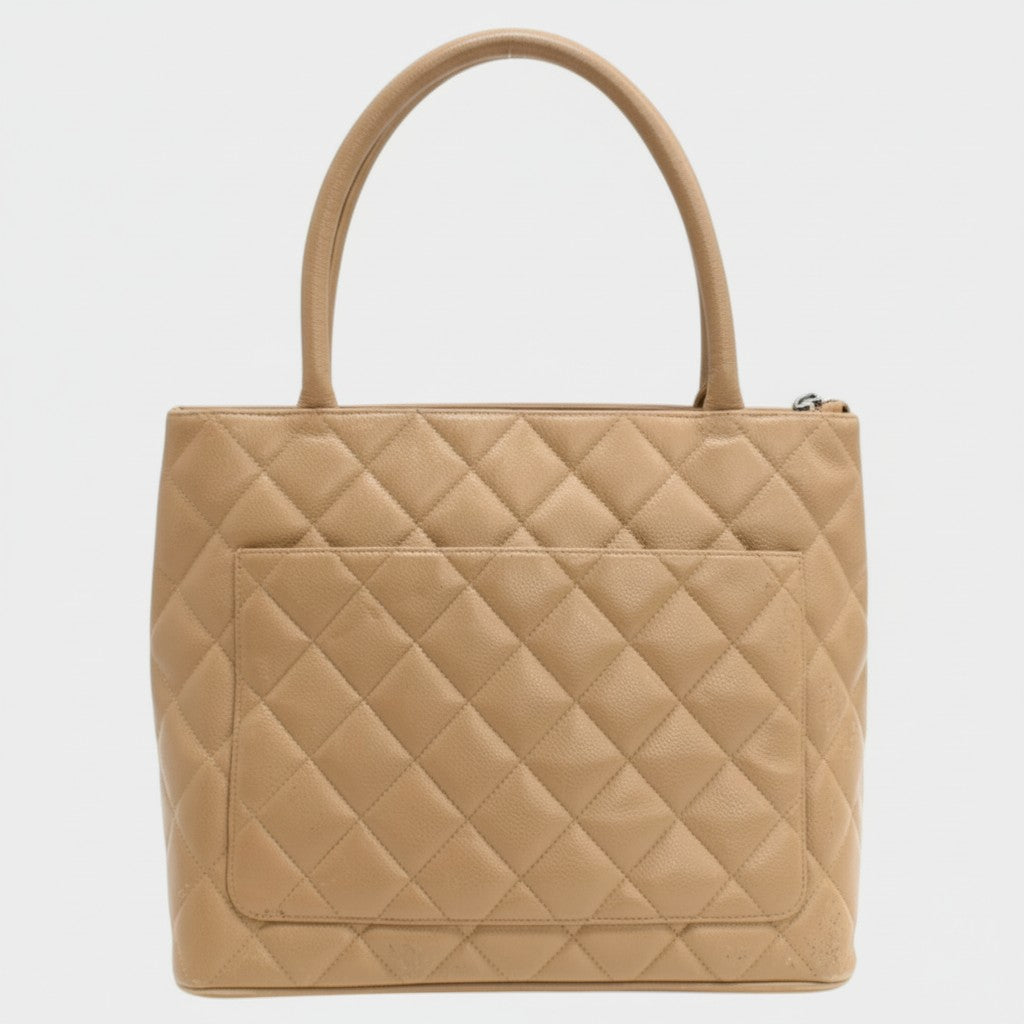 Chanel Reissue Tote Handbag A01804 Caviar Skin Beige Silver Tasche