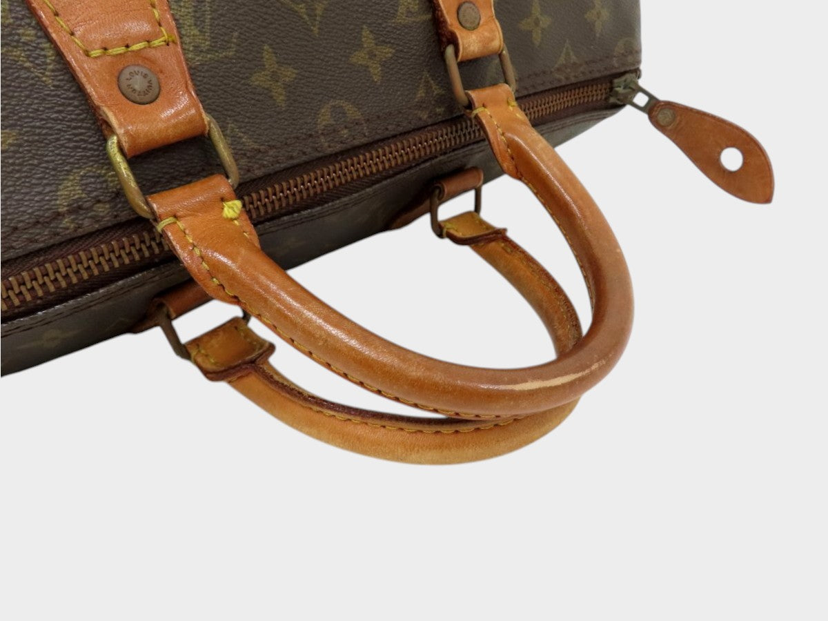 LOUIS VUITTON◆Monogram Speedy◆Toile fabric, calf leather, genuine leather◆Handbag, mini Boston bag◆Brown, gold