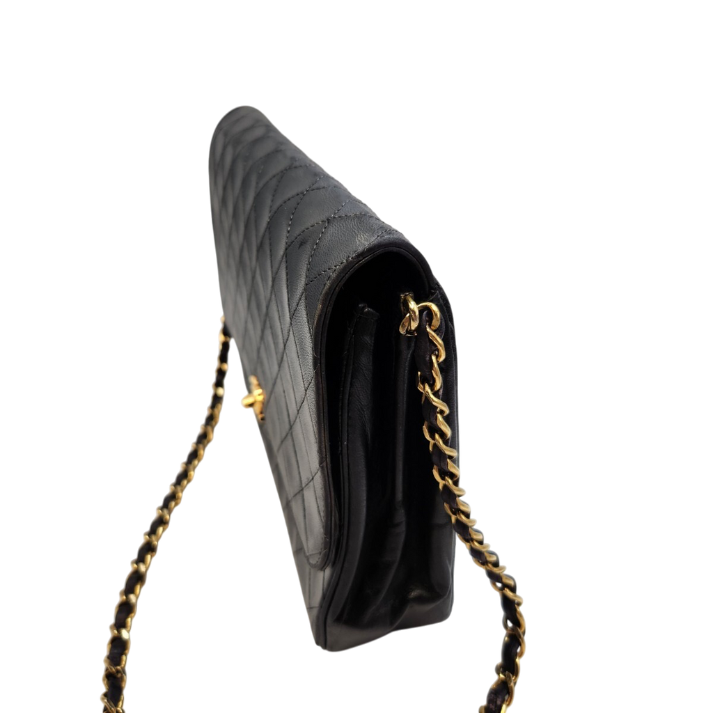 CHANEL Matelassé Lambskin Chain Shoulder Bag, Black with Gold Hardware, Vintage