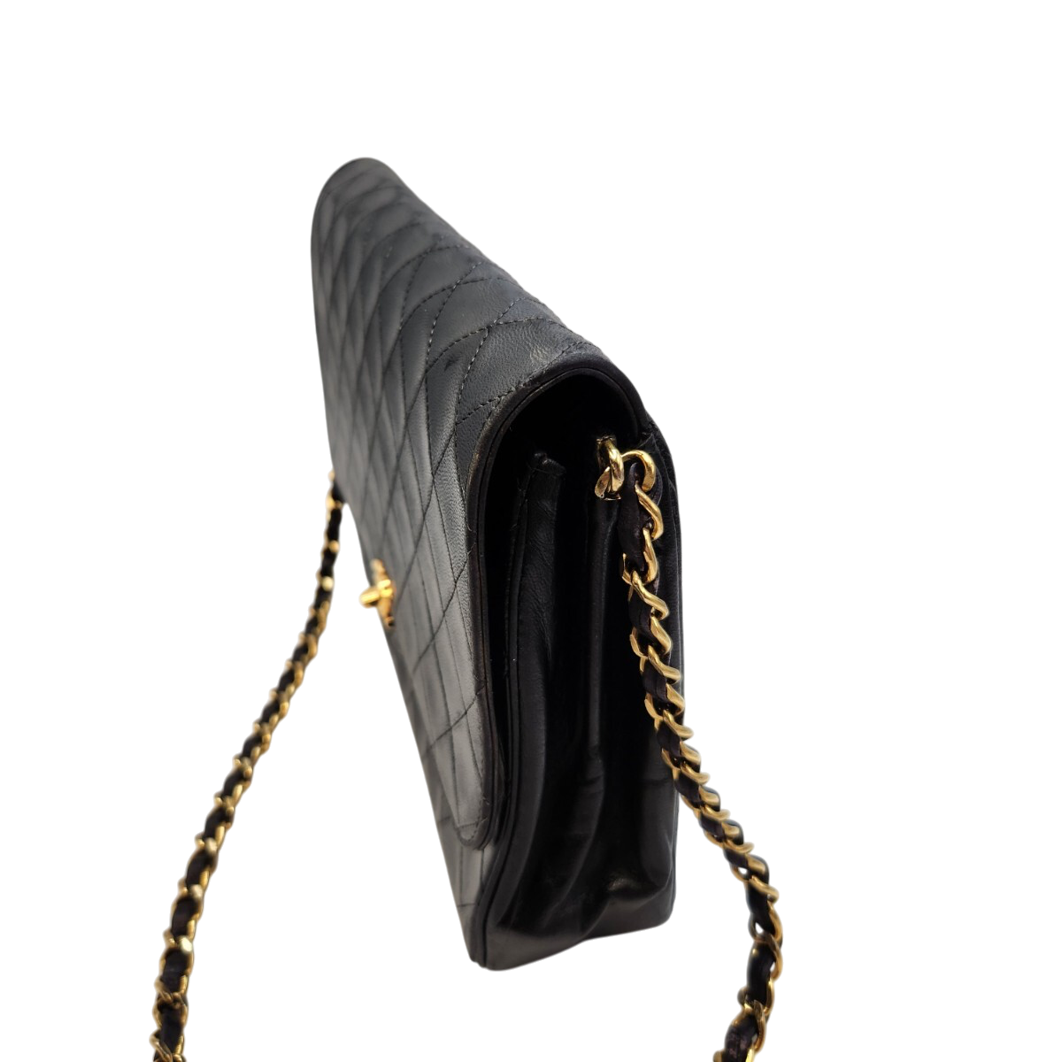 CHANEL Matelassé Lambskin Chain Shoulder Bag, Black with Gold Hardware, Vintage