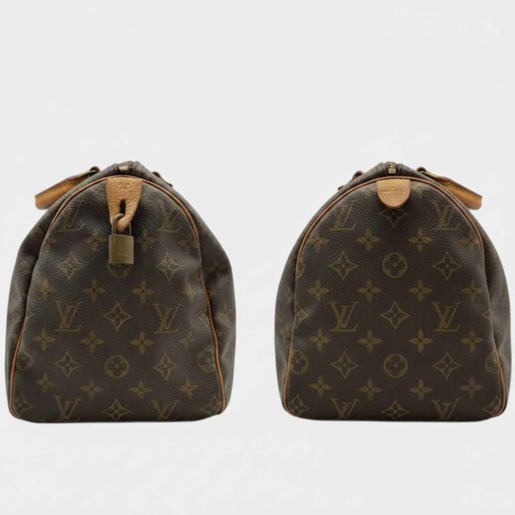 LOUIS VUITTON / TH0033 Louis Vuitton Monogram Speedy 30 Mini Boston Bag Handbag Brown