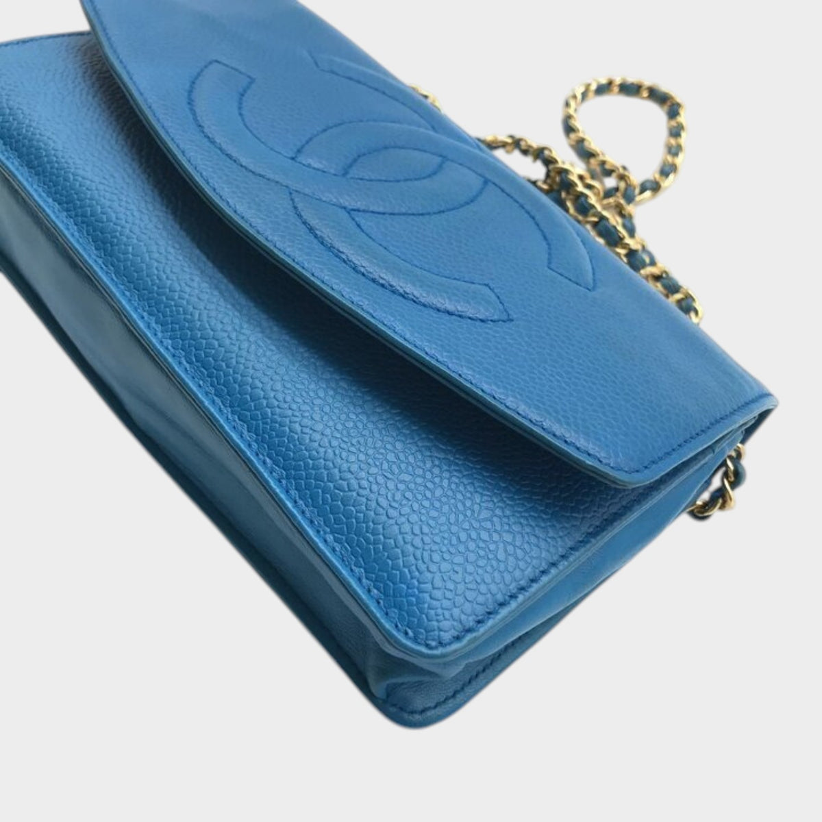 CHANEL Coco Mark Caviar Skin Chain Wallet Pouch Tasche
