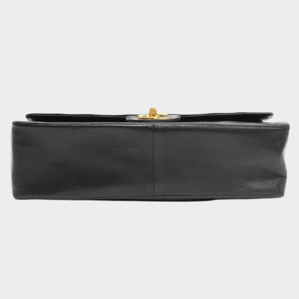 Excellent Condition CHANEL Chain Shoulder Bag Matelassé Coco Mark Lambskin Black Gold Hardware
