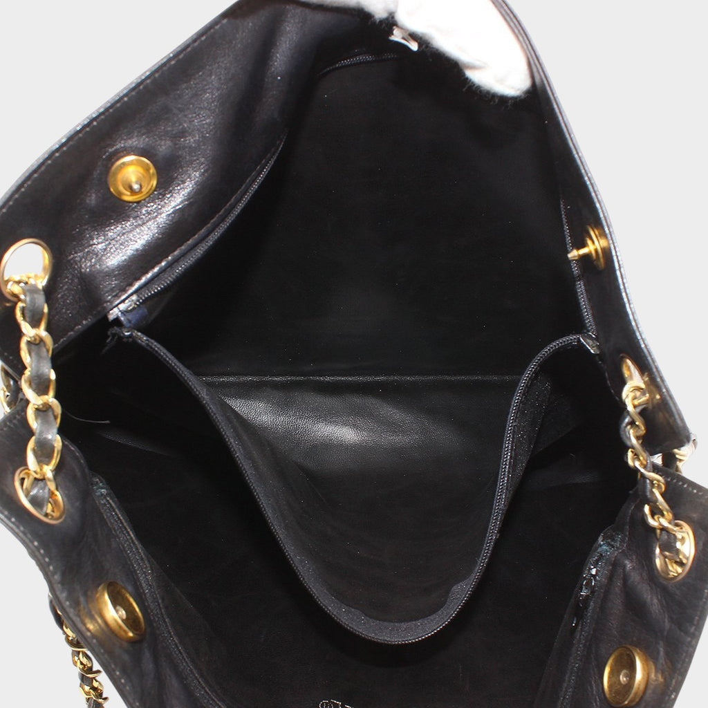 Chanel Matelassé Leather Chain One-Shoulder Bag, Black, Tasche