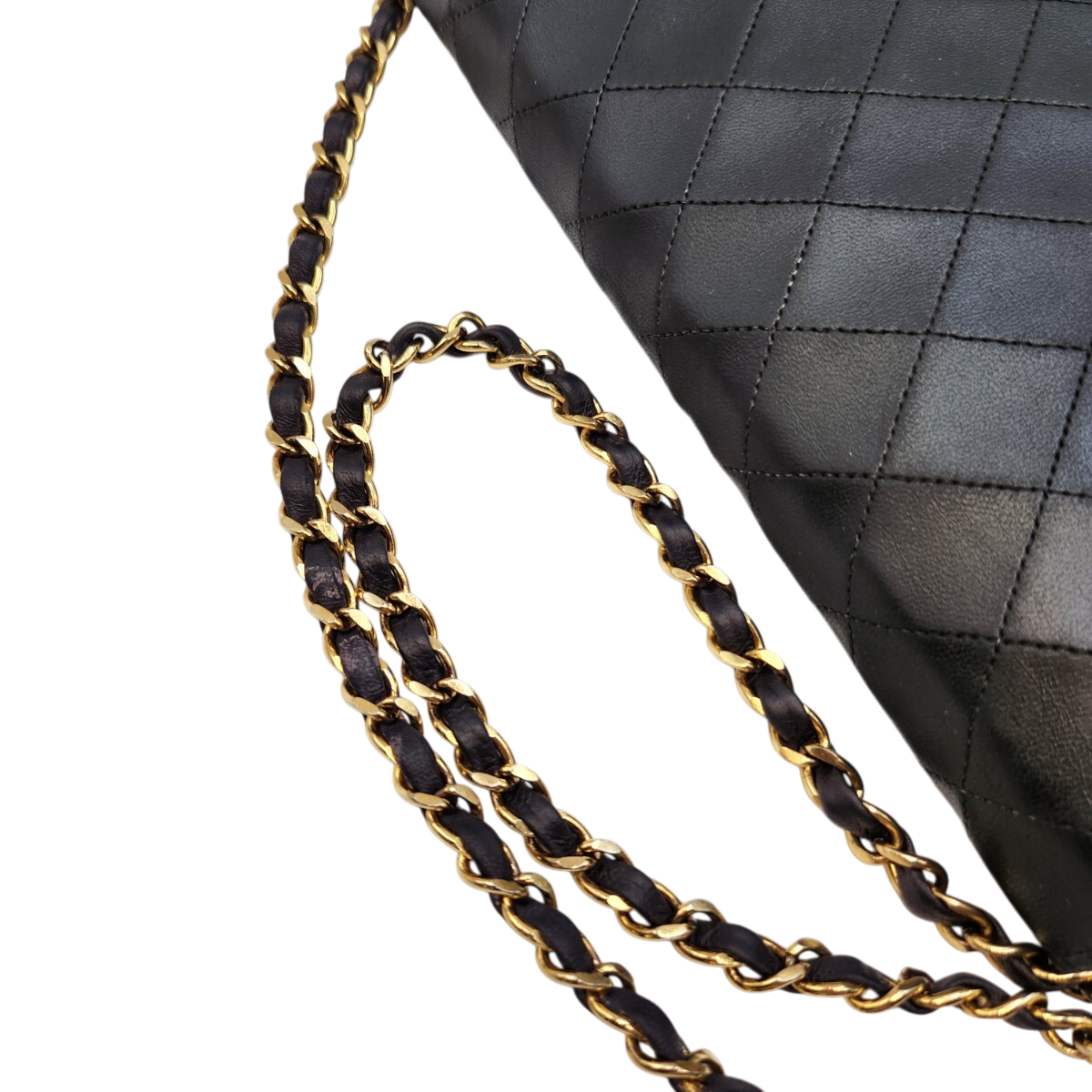 CHANEL Matelassé Lambskin Chain Shoulder Bag, Black with Gold Hardware, Vintage