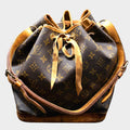 Louis Vuitton Monogram Noe Shoulder Bag Drawstring Brown Brand Bag Vintage