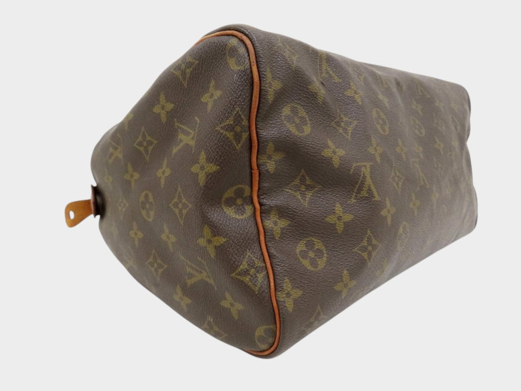 LOUIS VUITTON◆Monogram Speedy◆Toile fabric, calf leather, genuine leather◆Handbag, mini Boston bag◆Brown, gold