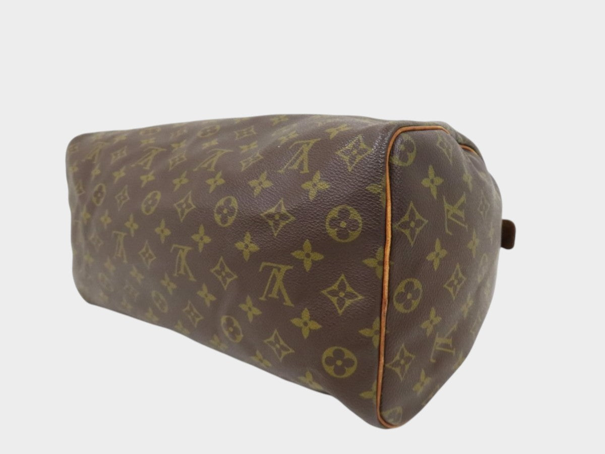 Louis Vuitton Monogram Speedy Toile Calf Leather Boston Bag