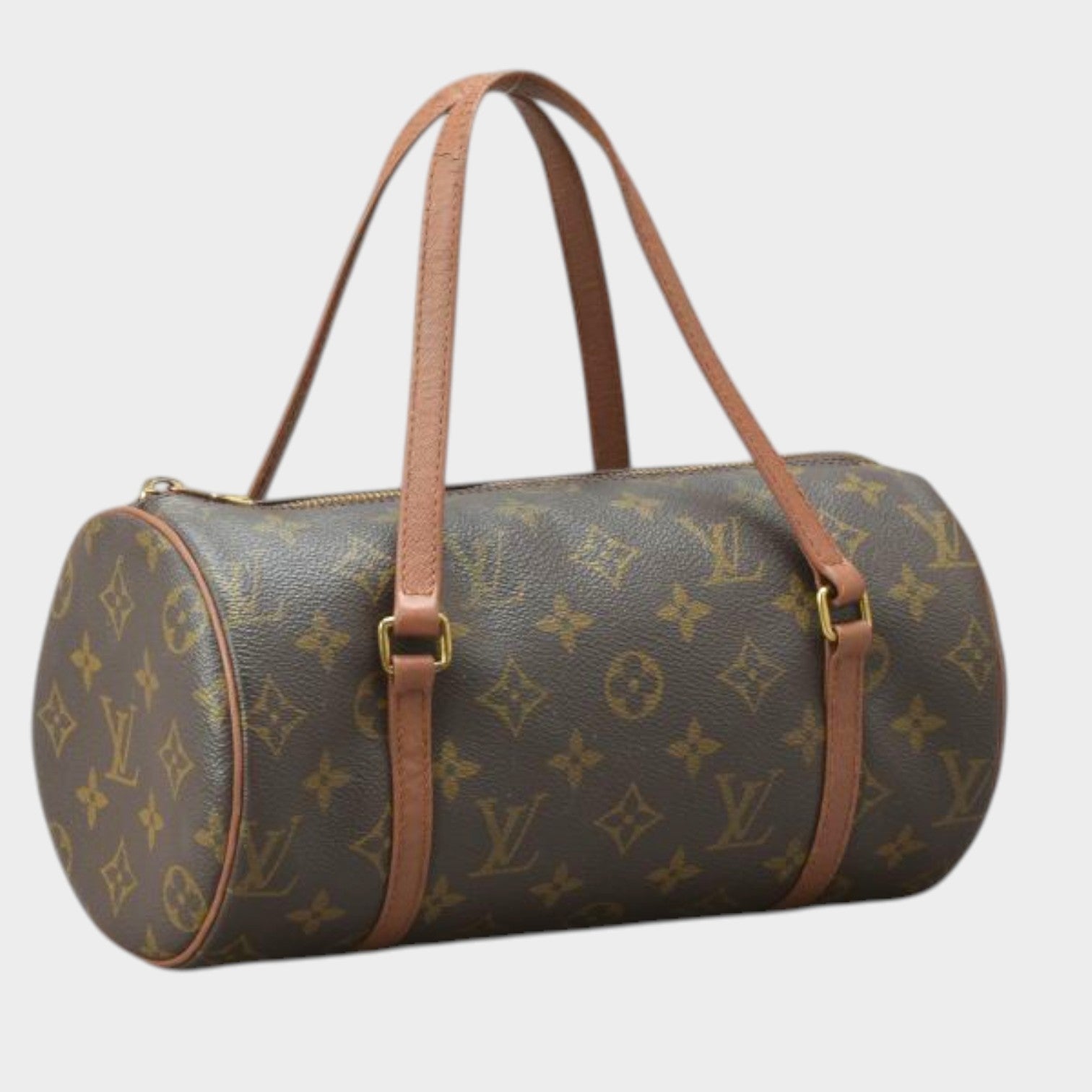 Louis Vuitton Papillon 26 handbag, Monogram leather, brown, M51366, cylindrical shape, Papillon PM, vintage bag /080528-86/